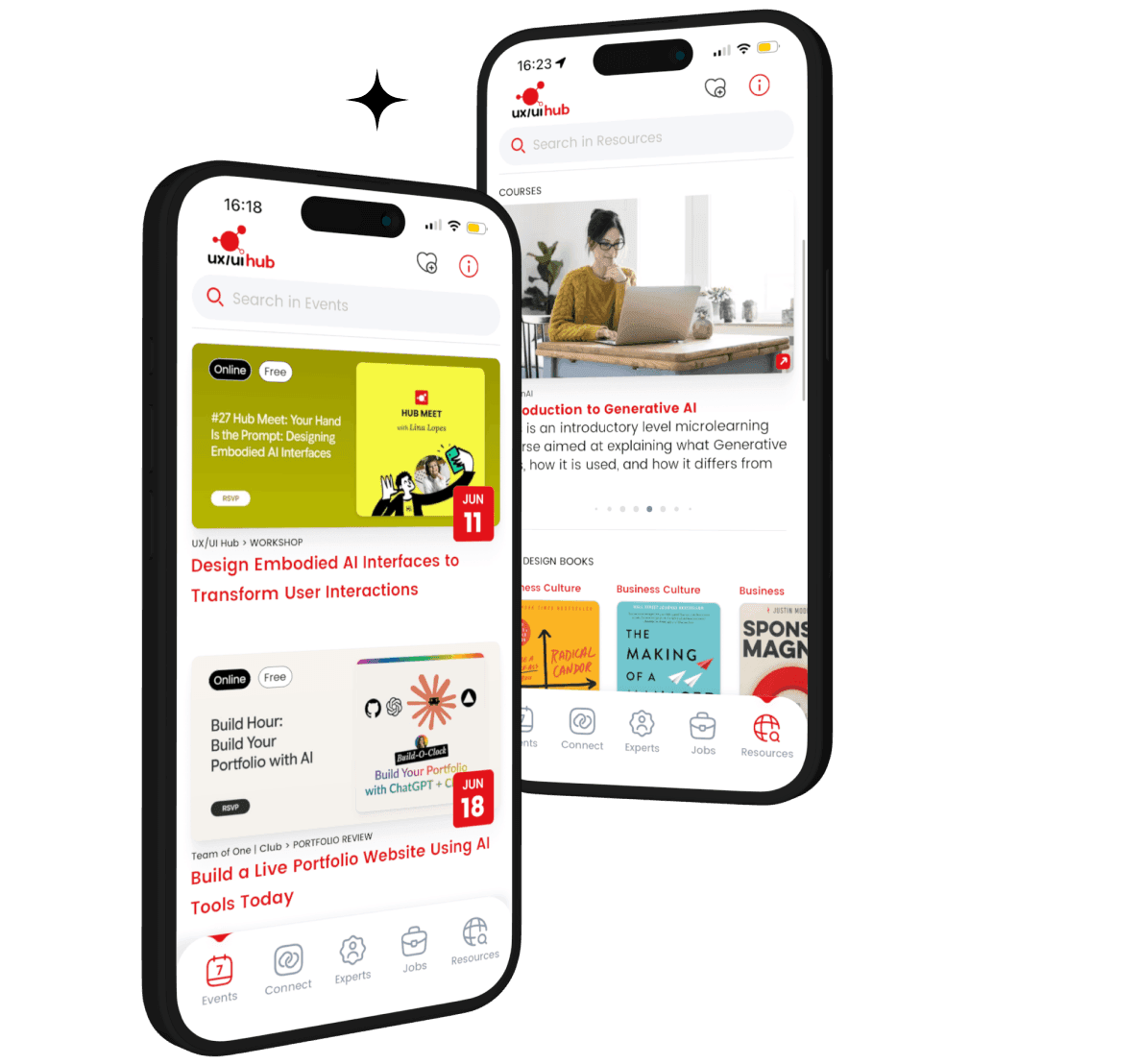 UX/UI Hub app on iPhone