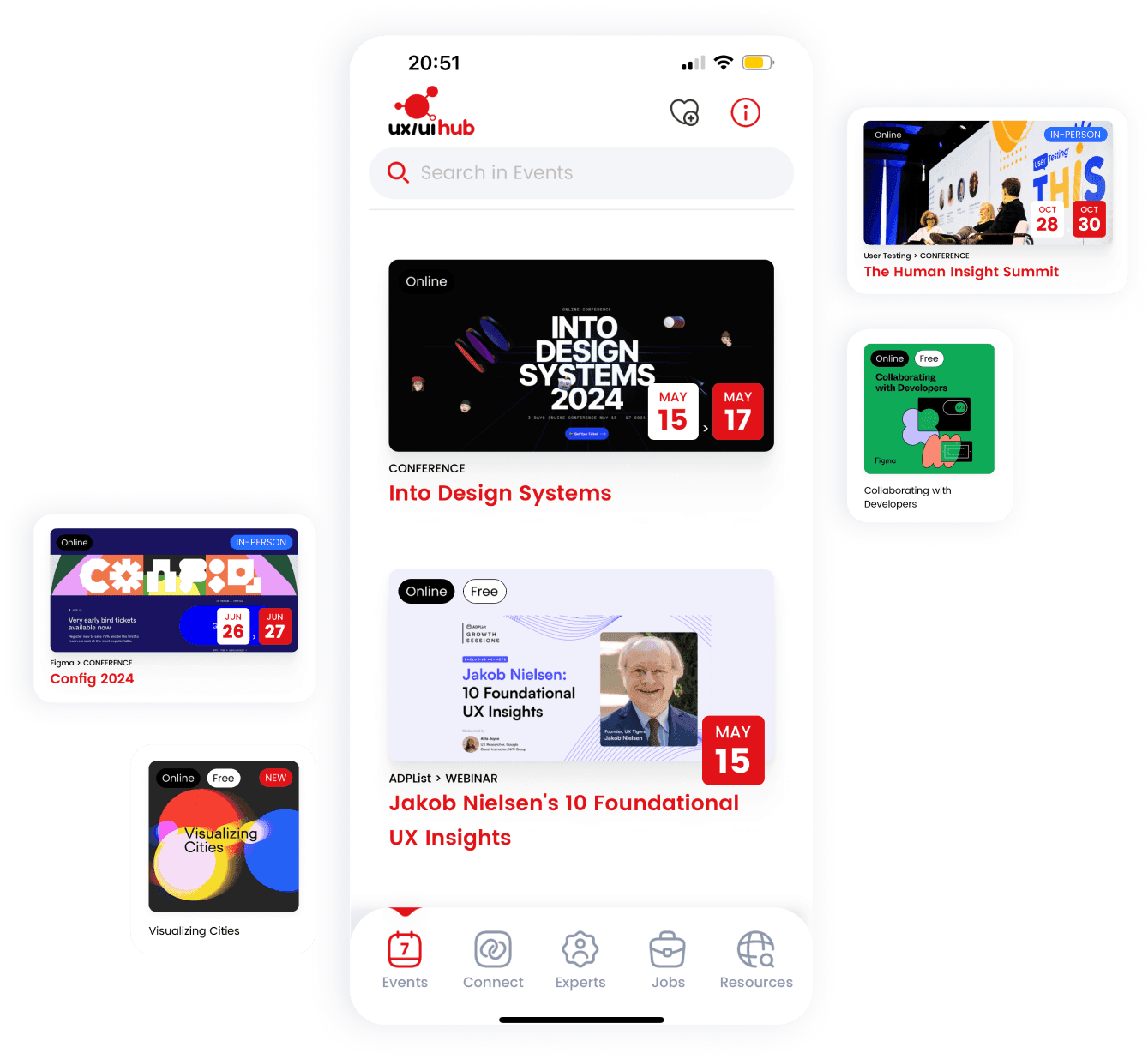 UX/UI Hub events feed: meetups, workshops and conferences