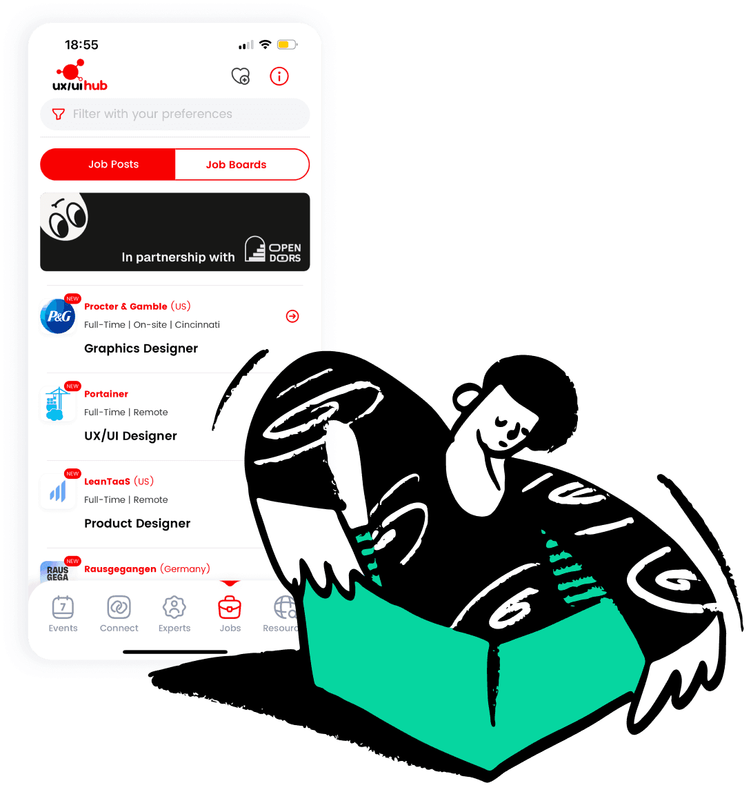 UX/UI Hub jobs board for junior designers